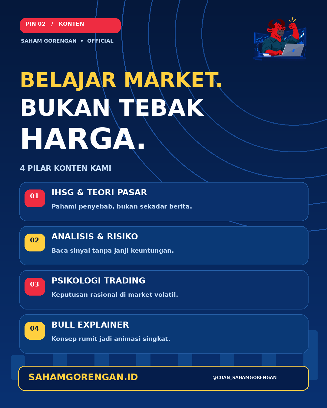 Belajar Apa di Saham Gorengan? — ilustrasi original bull Saham Gorengan